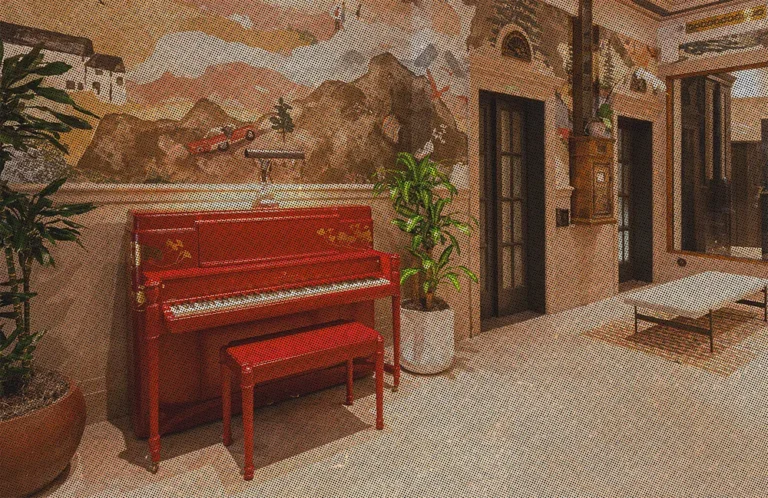 Red Piano at the Flat Iron Hotel's Lobby