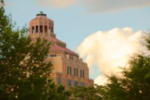 Asheville city hall at golden hour