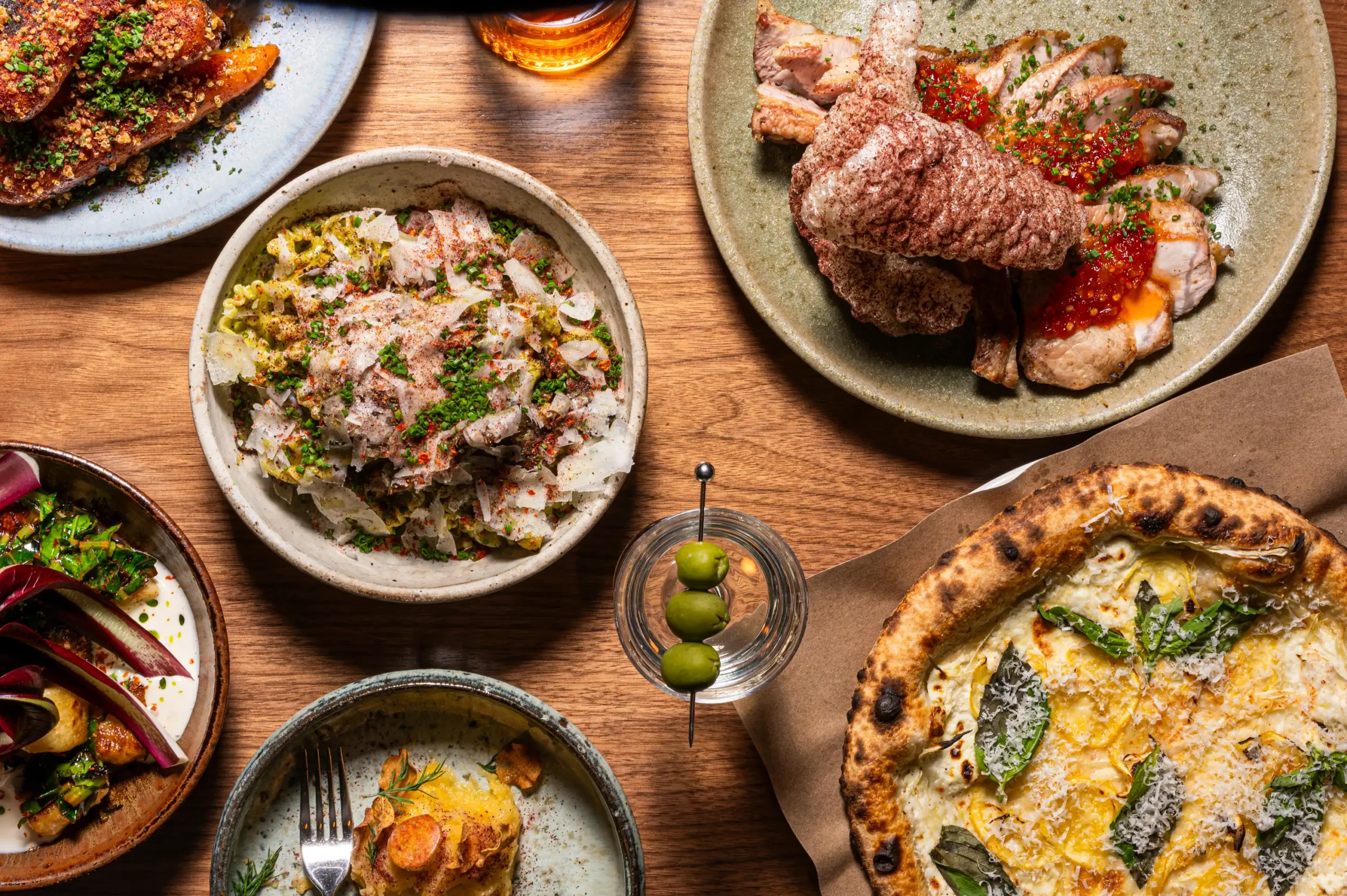 dishes from the Luminosa menu at the flat iron hotel