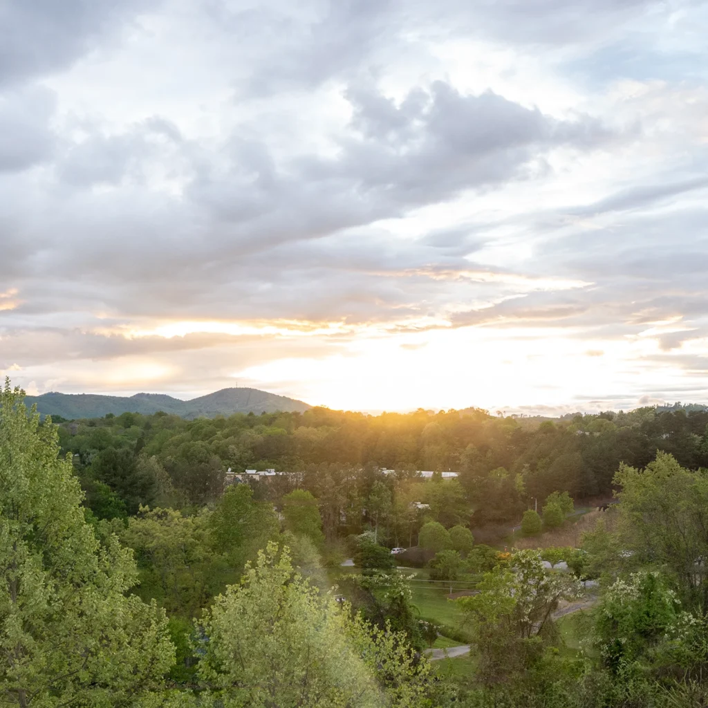 sunrise view from the rooftop caffe at the flat iron hotel