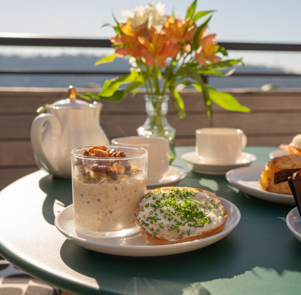 breakfast in the sunlight at the rooftop caffe