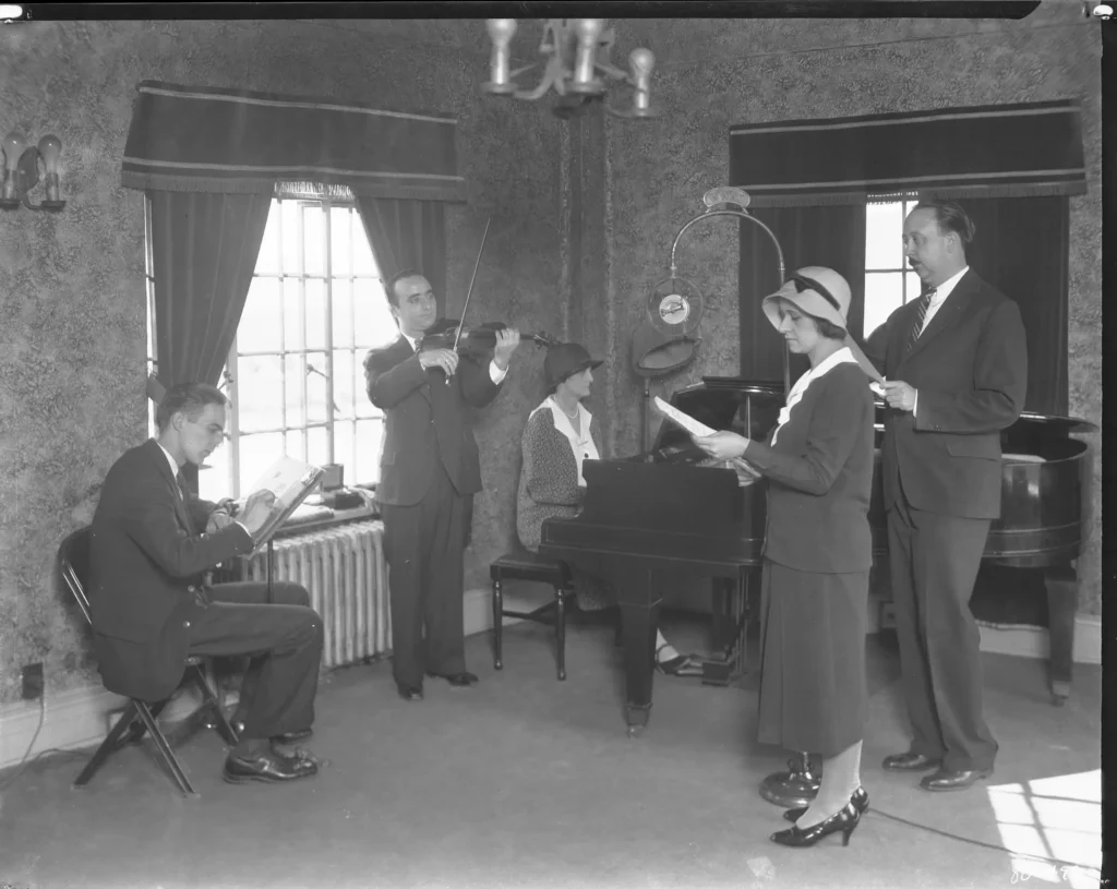 rehearsal for the radio station in the 1920's