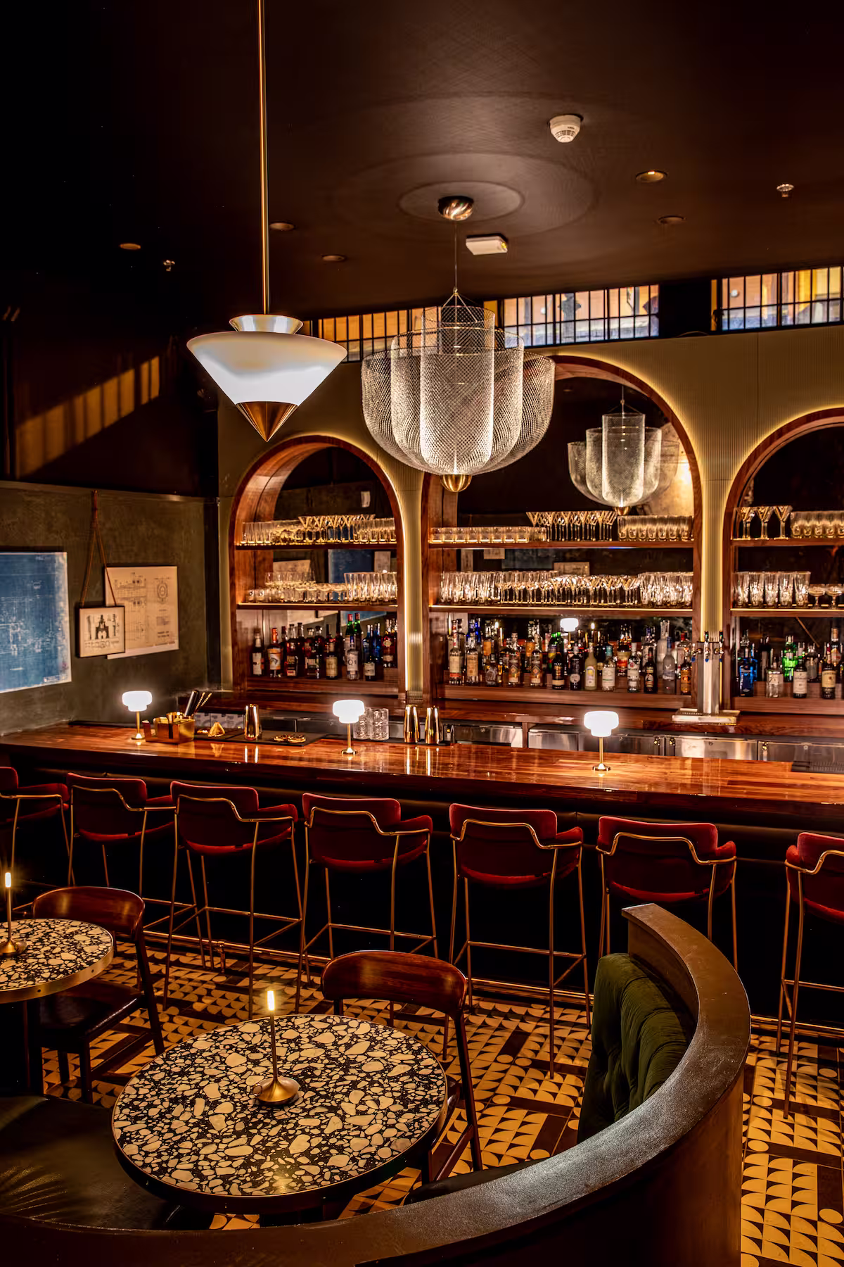 A view down into the hotel's speakeasy